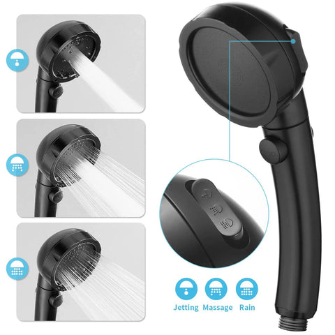 High Pressure Handheld Shower Head For RV With Hose And One Touch On Off Stop Button Detachable Shower Head Black