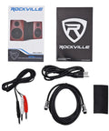 APM6B Powered USB Studio Monitor Pair accessories with cables, manual, and brochures for home studio setup.