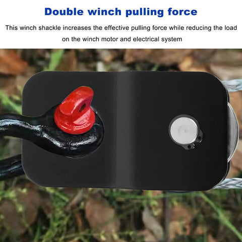 Beefy 8000 Lbs Winch Snatch Block Heavy Duty Carbon Steel Towing Pulley For Synthetic Rope And Steel Cable Universal Off Road Recovery Pulley Block For ATV UTV Truck SUV, black pulley close-up