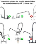 Various faucets with 8 Inch Swivel Spout Replacement Kit For Commercial Kitchen Sink Faucets With M25x1 25mm Connector.