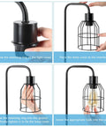Industrial Bedside Lamp Set Of 2 With USB Ports And Built In Outlet assembly steps with cage shade installation
