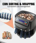 Coin Sorter And Wrapper Machine With LCD Display For US Coins Electronic Coin Counter And Sorter 150 Coins Per Minute
