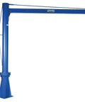 Heavy Duty Workhorse 120X120 Transportable Multi Station Jib Crane featuring smooth 360 rotation, sturdy blue steel frame for lifting.