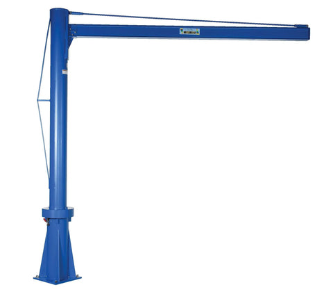 Heavy Duty Workhorse 120X120 Transportable Multi Station Jib Crane featuring smooth 360 rotation, sturdy blue steel frame for lifting.