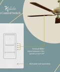 Kalide 3 Speed Fan Wall Switch With Smooth Slider Control Ditch The Pull Chains Single Pole 120V 60Hz 2.5A, shown with fan.