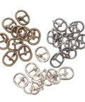Handy Mini Buckle Sewing Kit 150 Piece Set for Doll Clothes, Alloy Single Prong Belt Fasteners in Silver Gunmetal and Antique Bronze