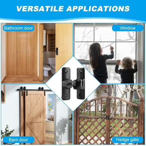 Two Pack Barn Door Lock Latches 90 Degree And 180 Degree Flip Design for privacy and security in various home settings
