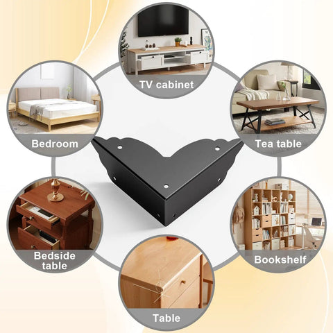 Top Notch Eight Piece Antique Bronze Corner Protectors Slick Edge Guards For Desks And Tables on various furniture types.