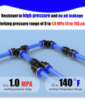 30 Pack 8mm Tube OD Straight Push To Connect Pneumatic Quick Connect Fittings Set With Union And Coupler Air Line Hose Fittings For Workshop Auto Shop Use, blue plastic fittings
