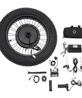 20 Inch Fat Tire Electric Bike Conversion Kit With 48V 1500W Rear Hub Motor, LCD Controller, PAS Sensor, Thumb Throttle components.