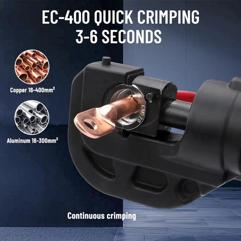 12 Ton Battery Powered Hydraulic Crimping Tool With 12 Dies For 6AWG To 800MCM Lugs Heavy Duty Electric Crimper Copper Motor Fast Prep And High Force Crimping, copper lug crimping head