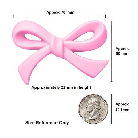 6 Pack Pink Bow Drawer Knobs Rock Solid Zinc Alloy Cabinet Hardware With Vintage Coquette Styling Super Cute Dresser Pulls Single Hole Mounting For Nursery And Closet Instant Room Glow Up size reference with a pink bow knob.