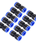 10 Pack Pneumatic Straight Push To Connect Tube Fittings 0.47 Inch Tube OD Plastic Union Blue Quick Connects For Air Lines And Factory Pneumatic Systems