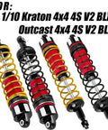 Beefed Up Big Bore RC Shocks Absorbers For 1/10 Kraton 4x4 4S V2 BLX And Outcast 4x4 4S V2 BLX Aluminum Front And Rear