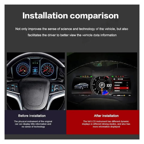 Camaro 2011 2012 2013 2014 2015 12.3 Inch LCD Dashboard Panel Upgrade Plug And Play Digital Cluster Virtual Cockpit Speedometer Replacement For Chevrolet Camaro installation comparison before and after
