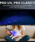 Ultra Slim Flat EDC Flashlight Rechargeable 1800 Lumen Pocket Light with 365nm UV and RGB Modes in use on a cat