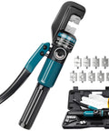 Hydraulic Crimping Tool With Nine Hardened Dies For Stainless Steel Cable Railing, Built To Last From Tough Steel, Lets You Crimp One Eighth To Three Sixteenths Inch Cable Like A Boss, Works Great On DC01 Battery Cables, Smooth Precise Crimp Every Time