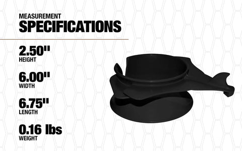Stingray Drop Ceiling Cable Clip, Ultra Durable Plastic Construction, black clip with measurements on hexagonal pattern background