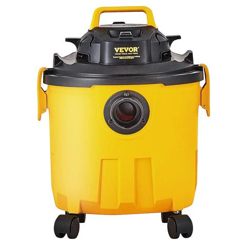 Five Gallon Wet Dry Shop Vacuum 60 CFM 6 HP Peak Power Beast Suction Portable 3 In 1 With Filter Hose And Attachments Black Yellow