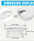 JTemgle 2 Inch White Desk Grommet Cable Hole Cover dimensions, plastic cable organizer, product dimensions.