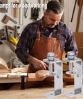 Two 304 stainless steel woodworking C-clamps with 85mm wide jaws, front view