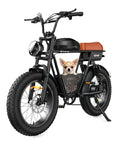 Beast 1500W Fat Tire Electric Bike With 48V 20Ah Battery, 20 Inch Full Suspension Moped Style E Bike With Basket and Dog Inside