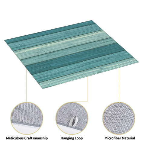 Cyan Wood Grain A Print Microfiber Dish Drying Mat For Kitchen Counter, Super Absorbent And Machine Washable Rack Pad, 16x18 Inch