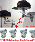 Half Inch Galvanized Steel Pipe Tee Fitting 90 Degree Single Socket 4 Pack used in DIY furniture assembly