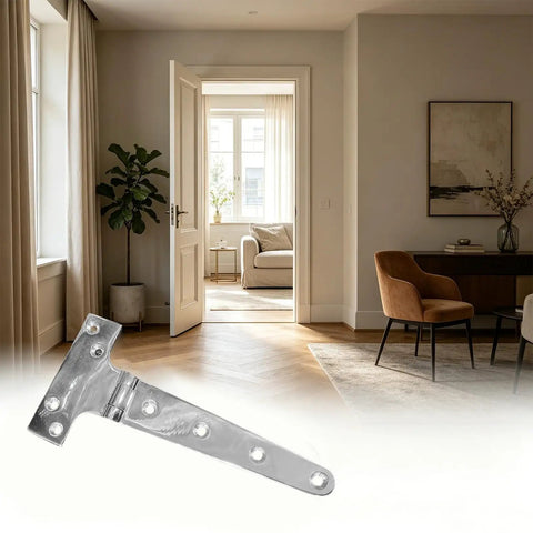 Premium T Shape Door Hinge 316 Stainless Steel Rustproof with installation screws in modern living room