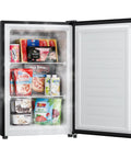 30 Cubic Foot Upright Freezer Featuring A Reversible Door Built For Dorm Rooms Tiny Apartments And Home Workspaces In Matte Black Finish with food storage.
