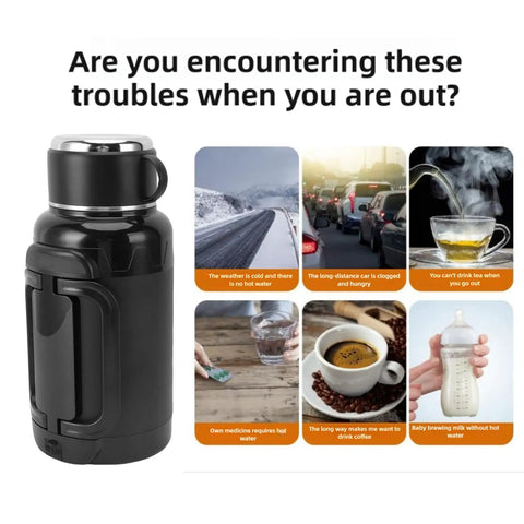 Road Ready Car Electric Kettle Forged From 304 Stainless Steel Features Anti Dry Burn Tech Heats Up Quick For Truckers Brewing Strong Coffee Without The Drama On Highway Runs.