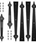 Six Piece Set Garage Door Handle Hinges Decorative Hardware Kit for Barn Style Doors with screws