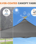 10x10 Ft Pop Up Canopy Tent with sand bags easy up instant shelter for camping, featuring silver-coated water-resistant fabric.
