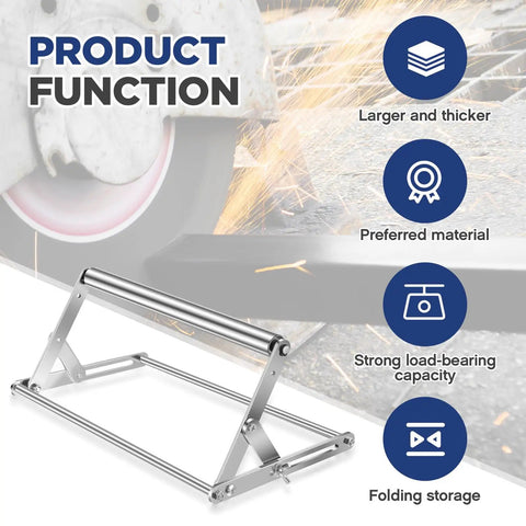 Two Large Adjustable Miter Saw Roller Stands Set With Dual Bearing System For Heavy Duty Smooth Sliding And Precise Cuts Height Adjustable From 0.98 To 5.71 Inches Table Saw Stand For Cutting Machines, showing structure and design benefits.