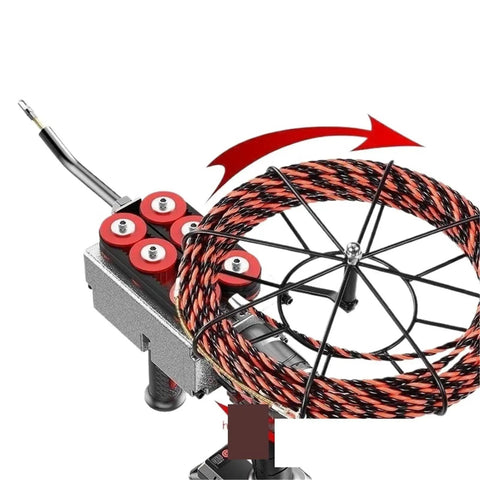 Heavy Duty Cordless Wire Puller And Threader Machine With Portable Lithium Battery showing cable and handle for easy installation.