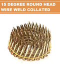 Pro Grade 3600 Count Coil Roofing Nails 1-1/4 Inch By.120 Inch, 15 Degree Round Head Wire Weld Collated, for Roof Installations