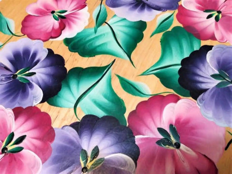 14 Inch Vintage Painted Floral Light Wood Lazy Susan Turntable Centerpiece For Kitchen And Dining Table, Easy 360 Degree Spin