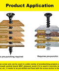 Road-Ready 6 Wood And Drywall Screw Kit With 300 Pieces showcasing applications on wood and concrete surfaces.