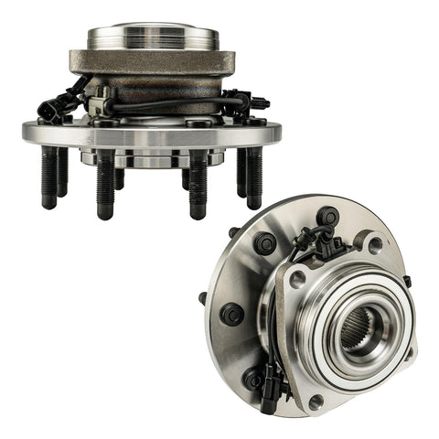 Beefed Up Front Wheel Hub Bearing Assembly Pair 8 Lug 4WD for 2011-2019 Chevy Silverado 2500 HD, GMC Sierra 2500 HD, and Silverado 3500 HD With ABS Direct Fit