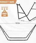 Heavy Duty Hammock Stand For Indoors And Outdoors, 660 Lb Capacity, Fits 9.6 To 14 Ft Hammocks, steel frame dimensions shown