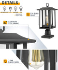 Details of Outdoor Post Light Fixture Two Pack Large Not Solar 110 To 120V AC Black Cast Aluminum With Clear Glass Pier Mount Base