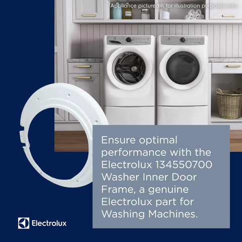Washer Inner Door Frame Replacement For Front Load Washers White Durable Craftsmanship Easy Install Model 134550700 Compatible, shown with Electrolux washers