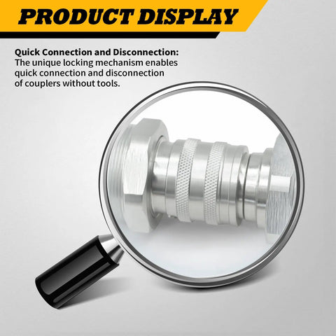 Magnified view of 48 mm Thread Hydraulic Flat Face Quick Coupler Kit for Excavators and Skid Steer Loaders Universal Fit Direct Replacement