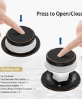 Oil Rubbed Bronze Tub Drain Kit With Hair Catcher And 2 Hole Overflow Faceplate Premium Brass Tip Toe Bathroom Drain Replacement 11 5 16 UNC Bathtub Drain Stopper Assembly No Leaks Easy Install shown with press to open close feature.