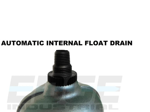 Inline Heavy Duty Air Filter Regulator Combo With Piggyback Metal Bowl And Visible Sight Glass Five Micron Element Auto Drain Three Quarter Inch NPT Inlet 140 CFM 175 PSI Includes Wall Mount Bracket And Gauge