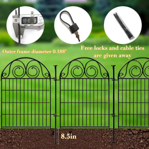 Tall Dog Fence With Gate, 40 Inch High Garden Boundary Fences, 12 Panels Spanning 26.2 Feet, Metal Temporary Yard Enclosure For Pets.