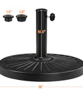 Beefy Heavy Duty Outdoor Umbrella Base For 1.5 To 1.9 Inch Poles 26.5 Lb Resin And Iron Construction Round 18 Inch Stand For Patio