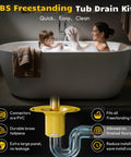 Built Tough Freestanding Bathtub Drain Kit With No Sweat Rough-In Setup, Universal Nickel Plated Brass And Pvc Adapter For 1.5 Inch Threaded Drains, Double Seal Leak Proof Design, Smooth Install For Any Freestander Tub.