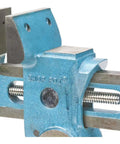 Parrot Vise D3125 Heavy Duty Tabletop Vise For Woodworking Precise Locking With Quick Release Benchtop Mount Blue Metallic Finish Built For DIY Projects Crafting Sessions And Small Woodworking Tasks, blue metal tabletop vise with threaded guide and jaws