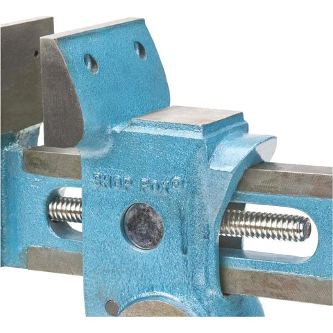Parrot Vise D3125 Heavy Duty Tabletop Vise For Woodworking Precise Locking With Quick Release Benchtop Mount Blue Metallic Finish Built For DIY Projects Crafting Sessions And Small Woodworking Tasks, blue metal tabletop vise with threaded guide and jaws